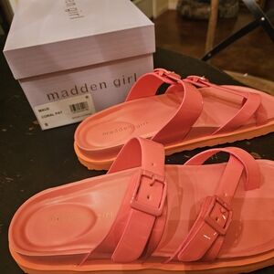 Madden Girl Coral and Tangerine Sandals